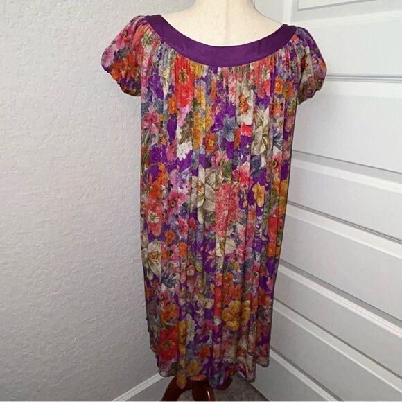 Argenti Floral Print Embellished Short Sleeve Baby Doll A-Line Dress - Picture 4 of 11